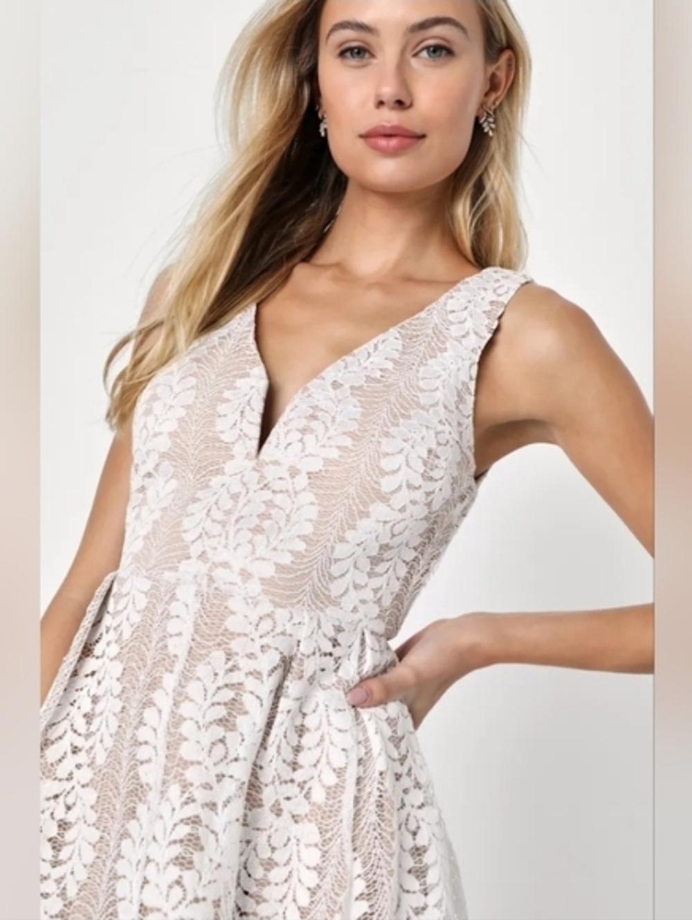Lulus All My Heart Skater Mini Dress White Lace Bridal Summer Graduation Small - Picture 5 of 9